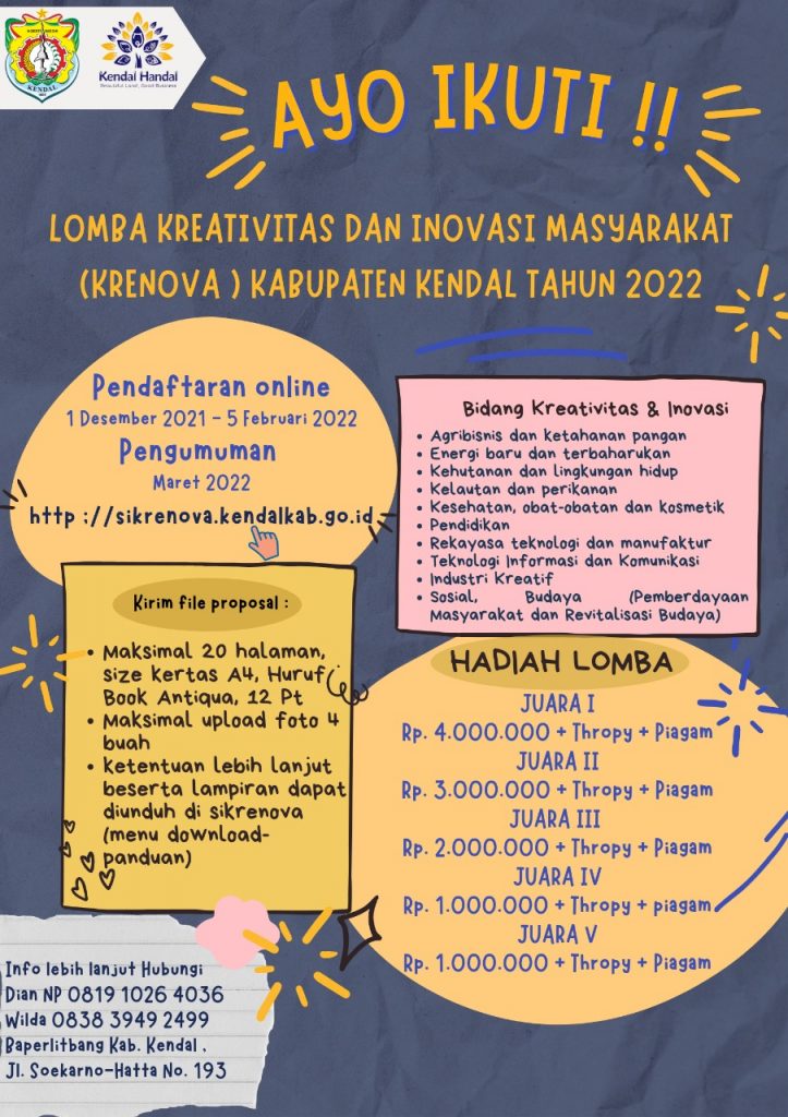 Lomba Kreativitas Dan Inovasi Masyarakat (KRENOVA) Kabupaten Kendal Tahun 2022