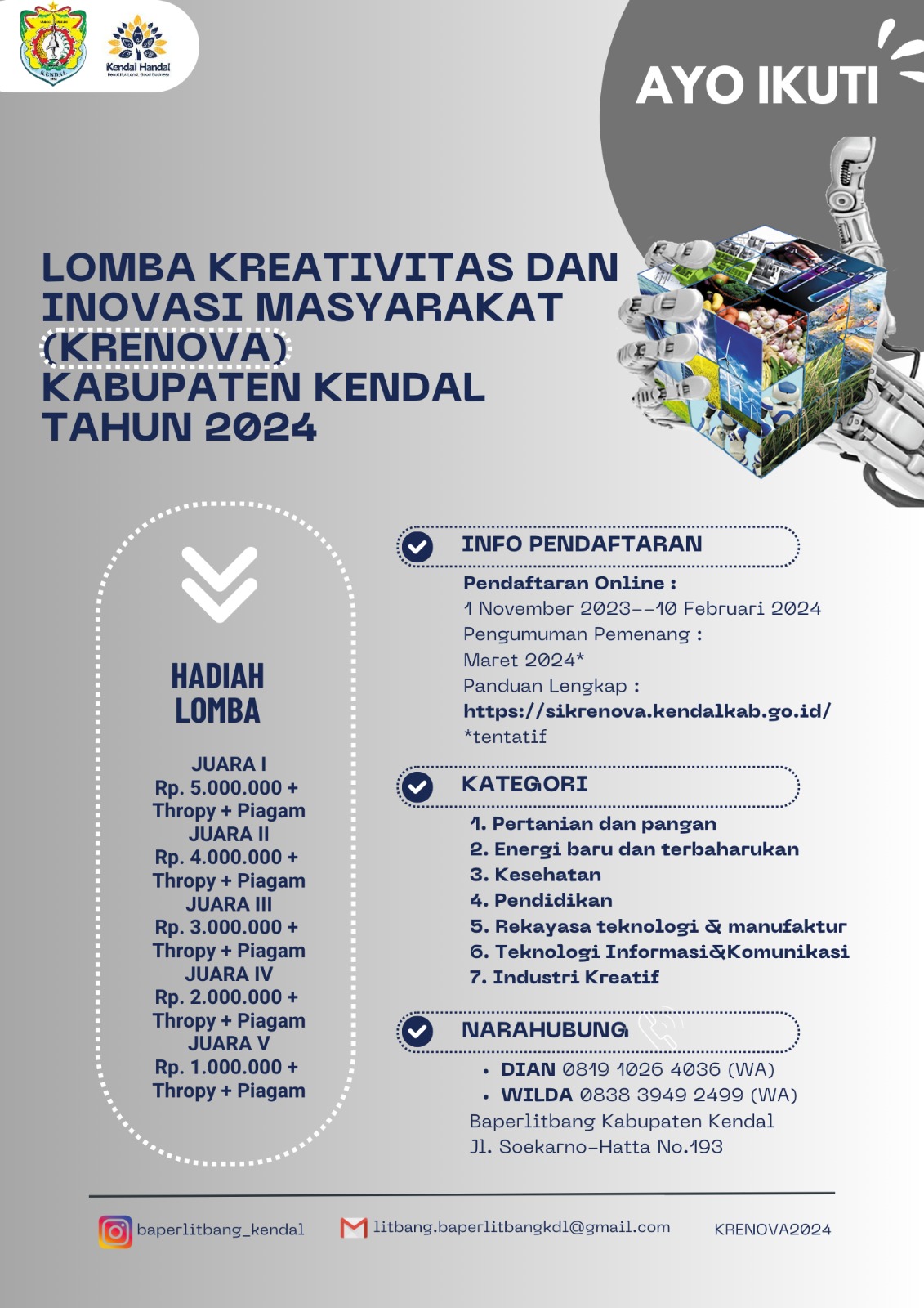 Lomba Kreativitas Dan Inovasi Masyarakat (KRENOVA) Kabupaten Kendal Tahun 2024